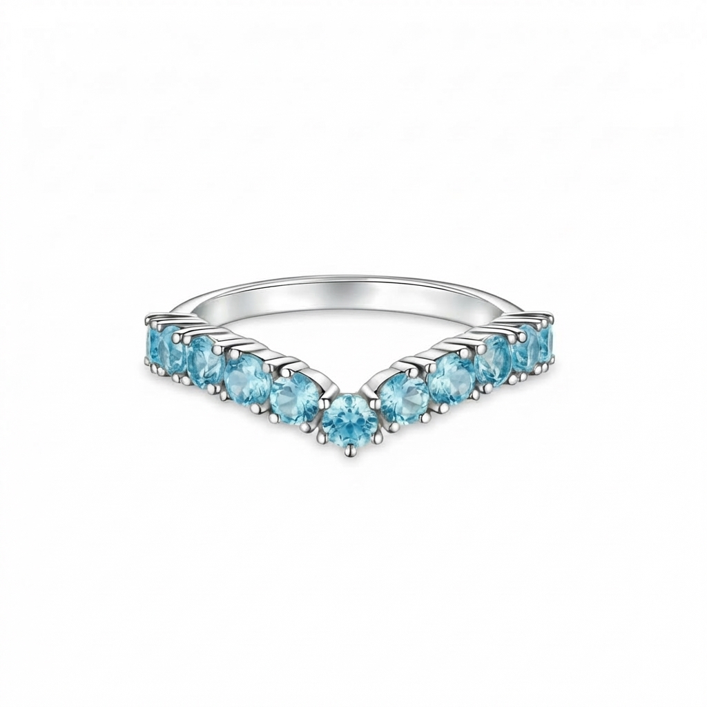 Linea V Demi Grande Ring – Teal Blue Spinel
