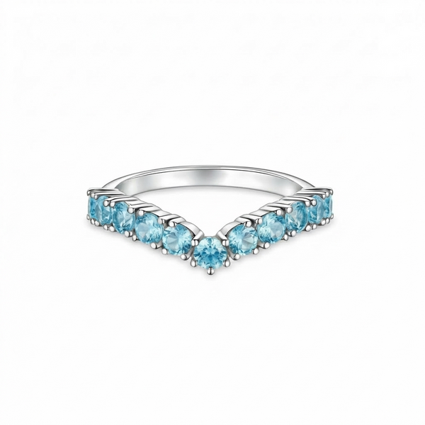 Linea V Demi Grande Ring – Teal Blue Spinel
