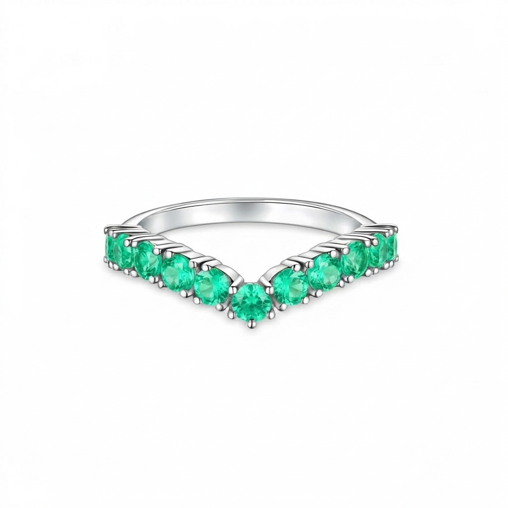 Linea V Demi Grande Ring – Colombian Green Emerald