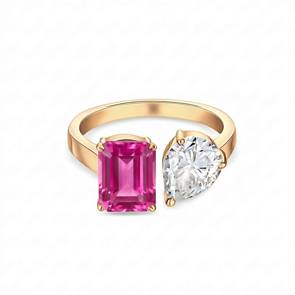 Nova Toi & Moi Ring – Vivid Pink Sapphire