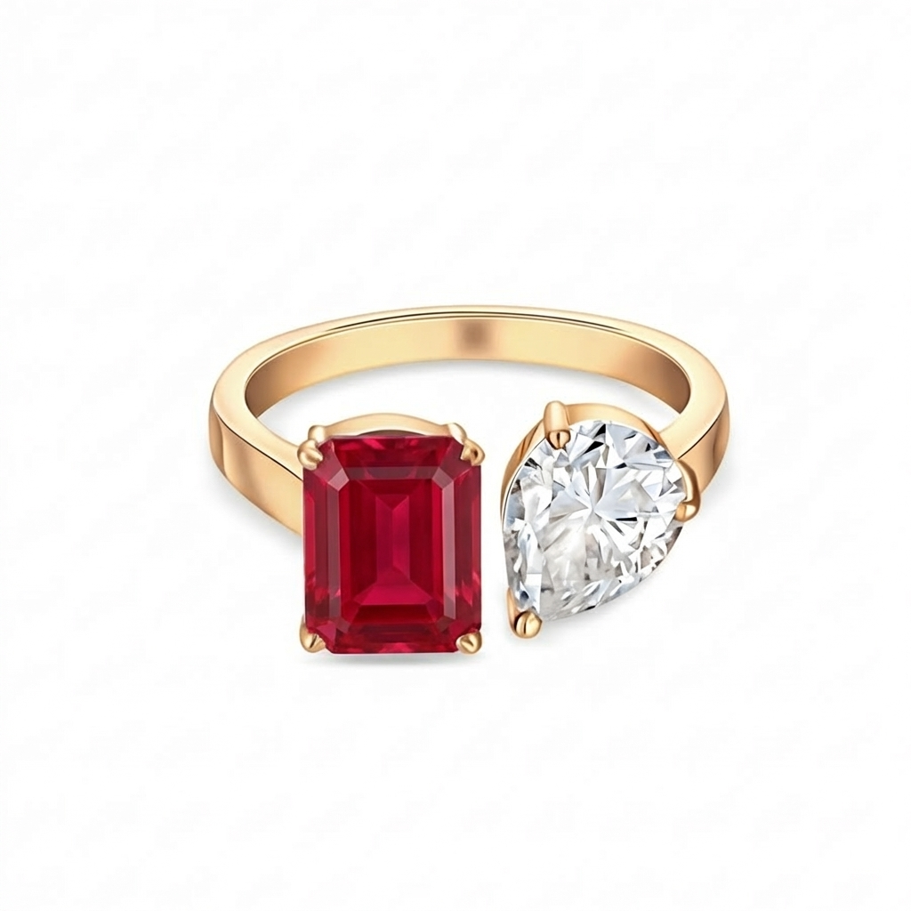 Nova Toi & Moi Ring – Red Ruby
