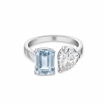 Nova Toi & Moi Ring – Light Blue Aquamarine