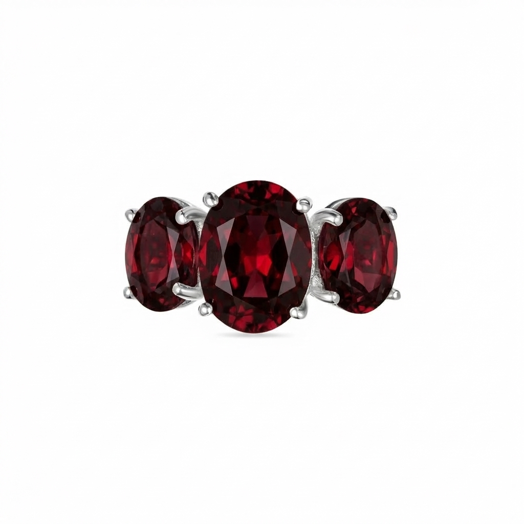 Velara Grand Trilogy Ring – Deep Red Garnet
