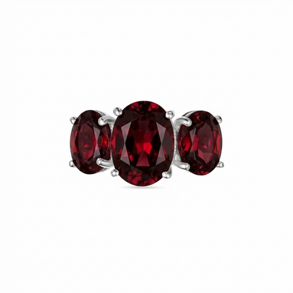 Velara Grand Trilogy Ring – Deep Red Garnet
