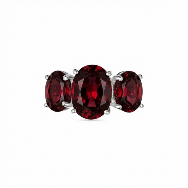 Velara Grand Trilogy Ring – Deep Red Garnet
