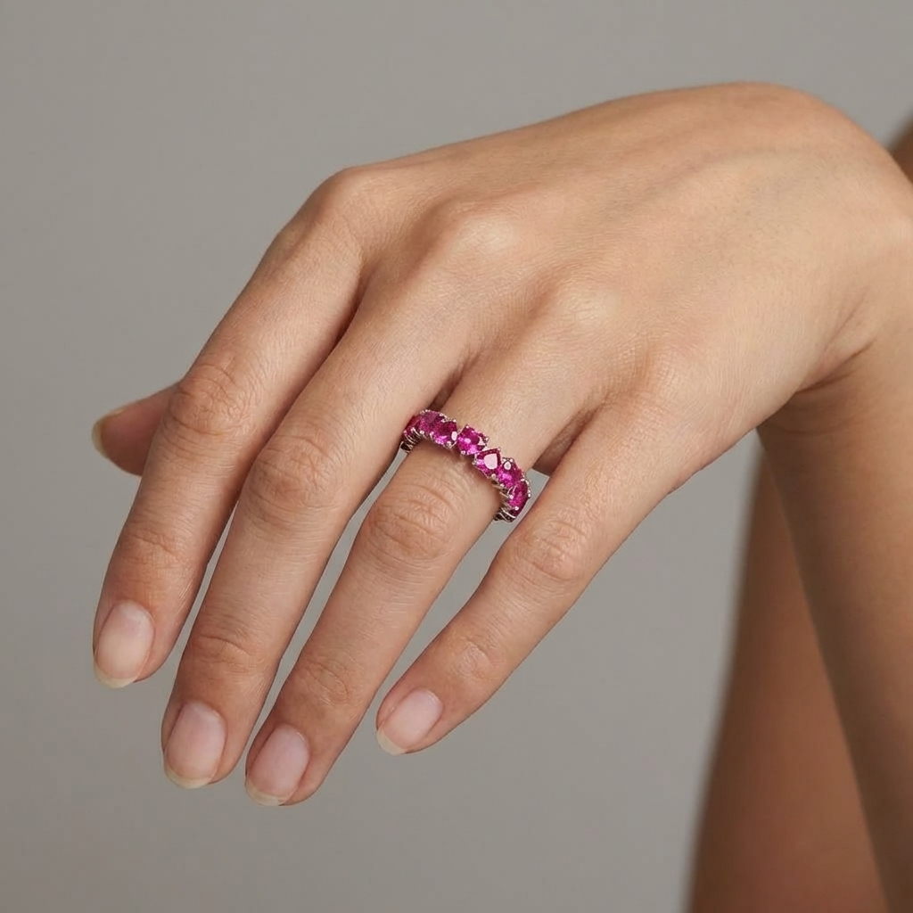 Amore Eternity Ring – Vivid Pink Sapphire