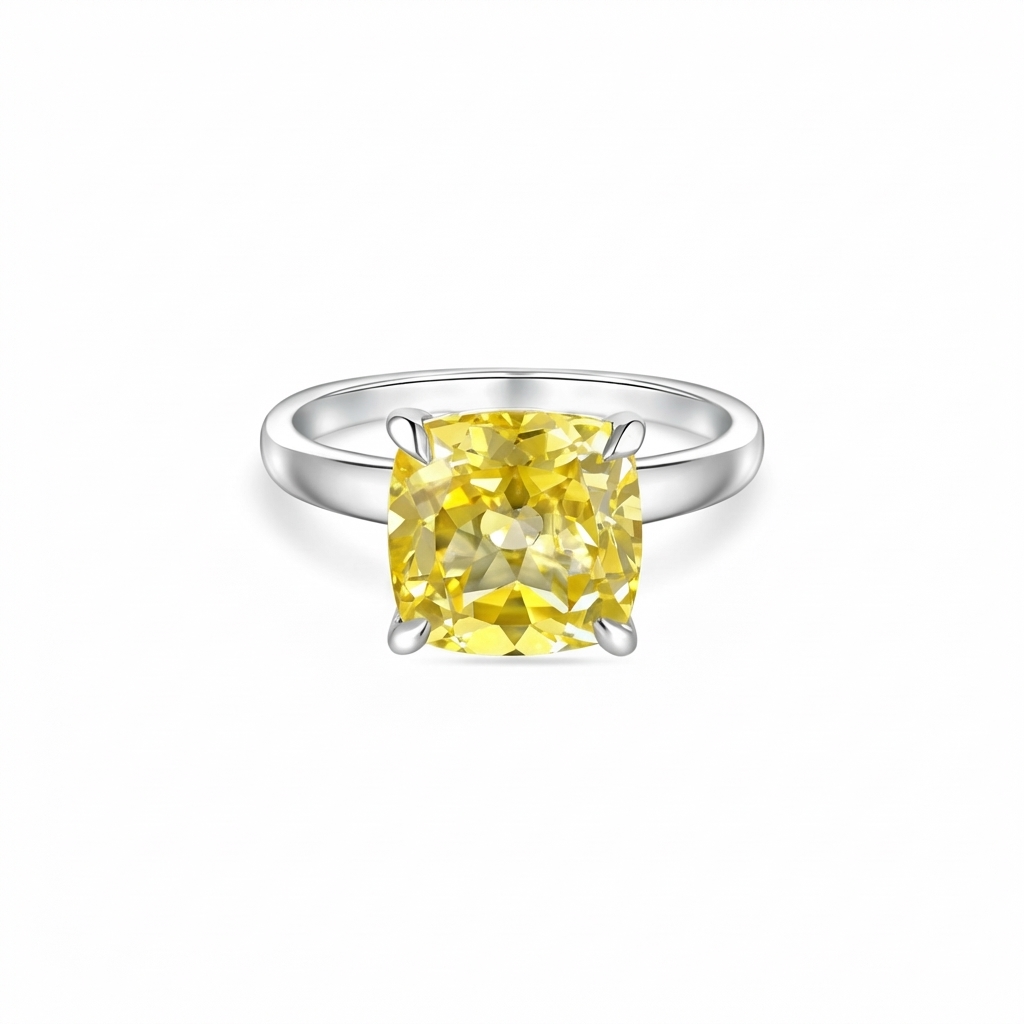 Aria Cushion Solitaire Ring – Yellow Sapphire