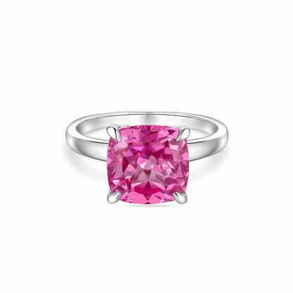 Aria Cushion Solitaire Ring – Vivid Pink Sapphire