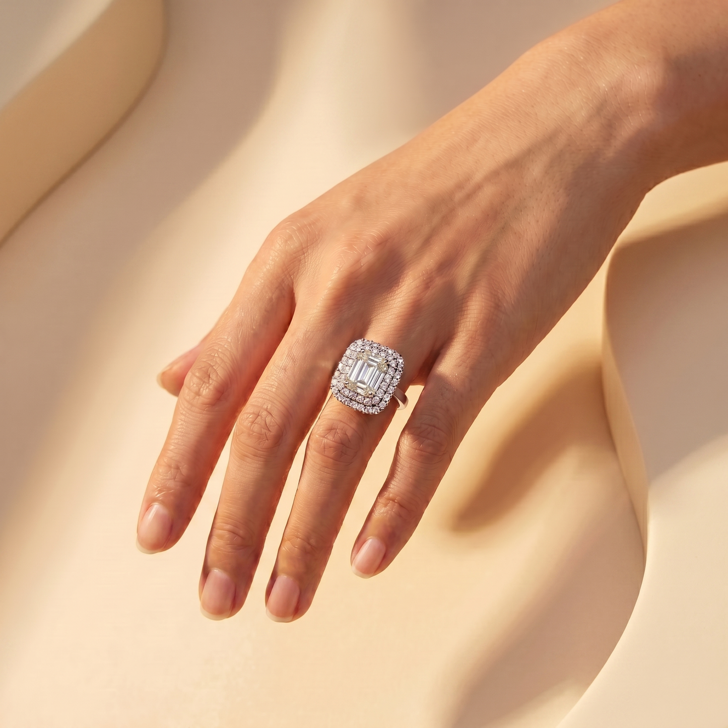 Nexus Double Halo Ring – White Diamond