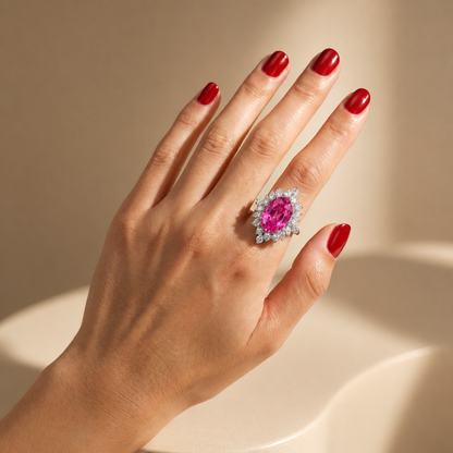 Velara Crown Ring – Vivid Pink Sapphire
