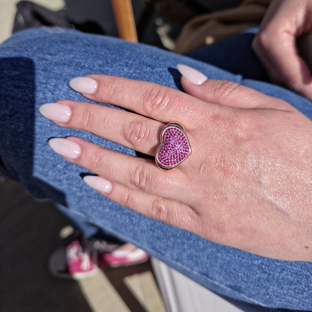 Amore Pavé Signet Ring – Red Ruby