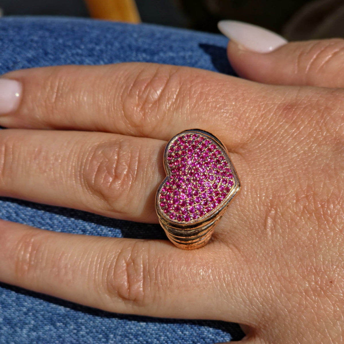 Amore Pavé Signet Ring – Red Ruby