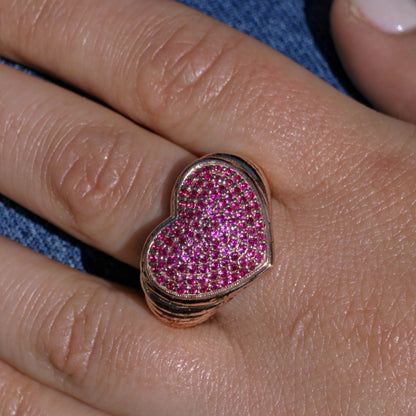 Amore Pavé Signet Ring – Red Ruby