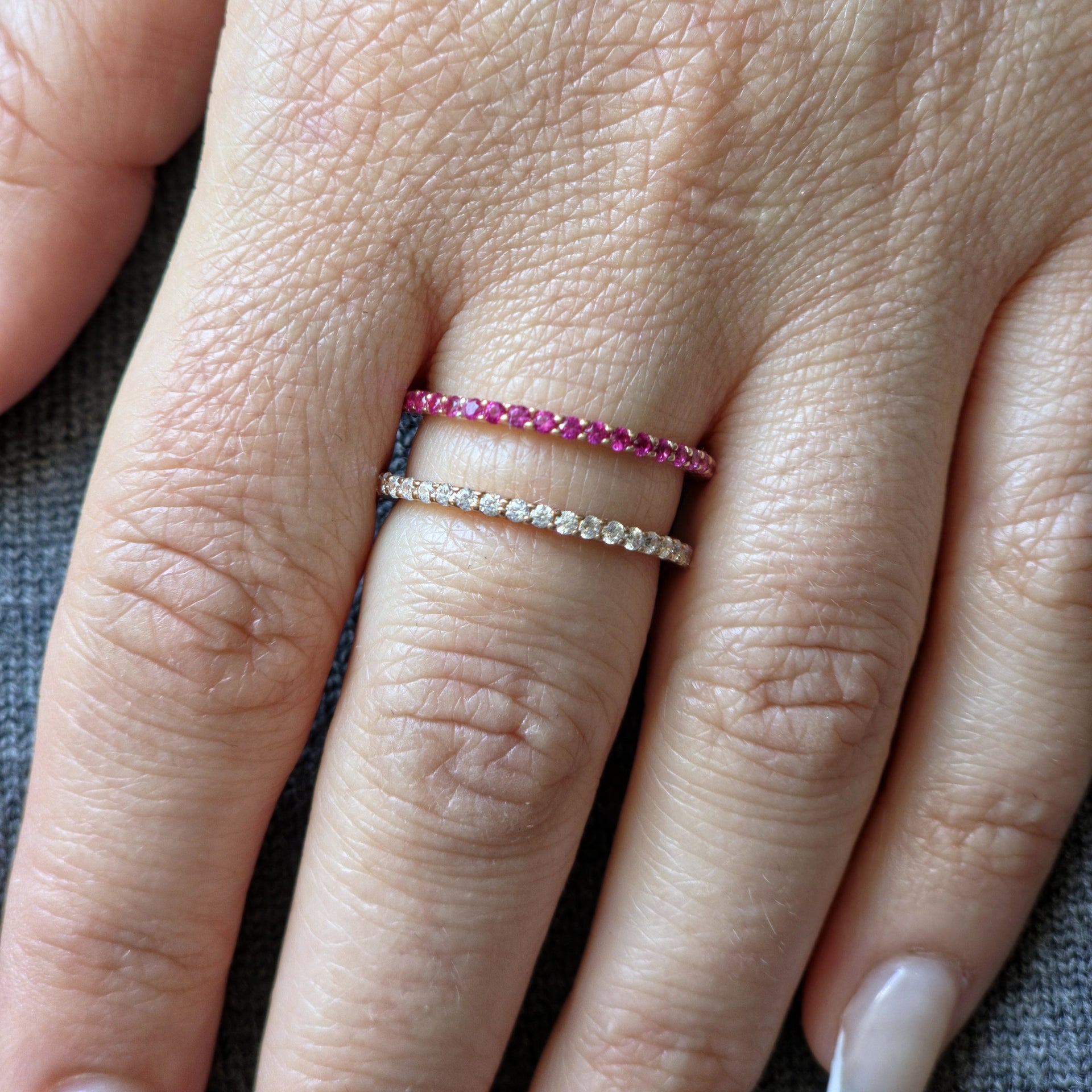 Linea Double Ring – Red Ruby