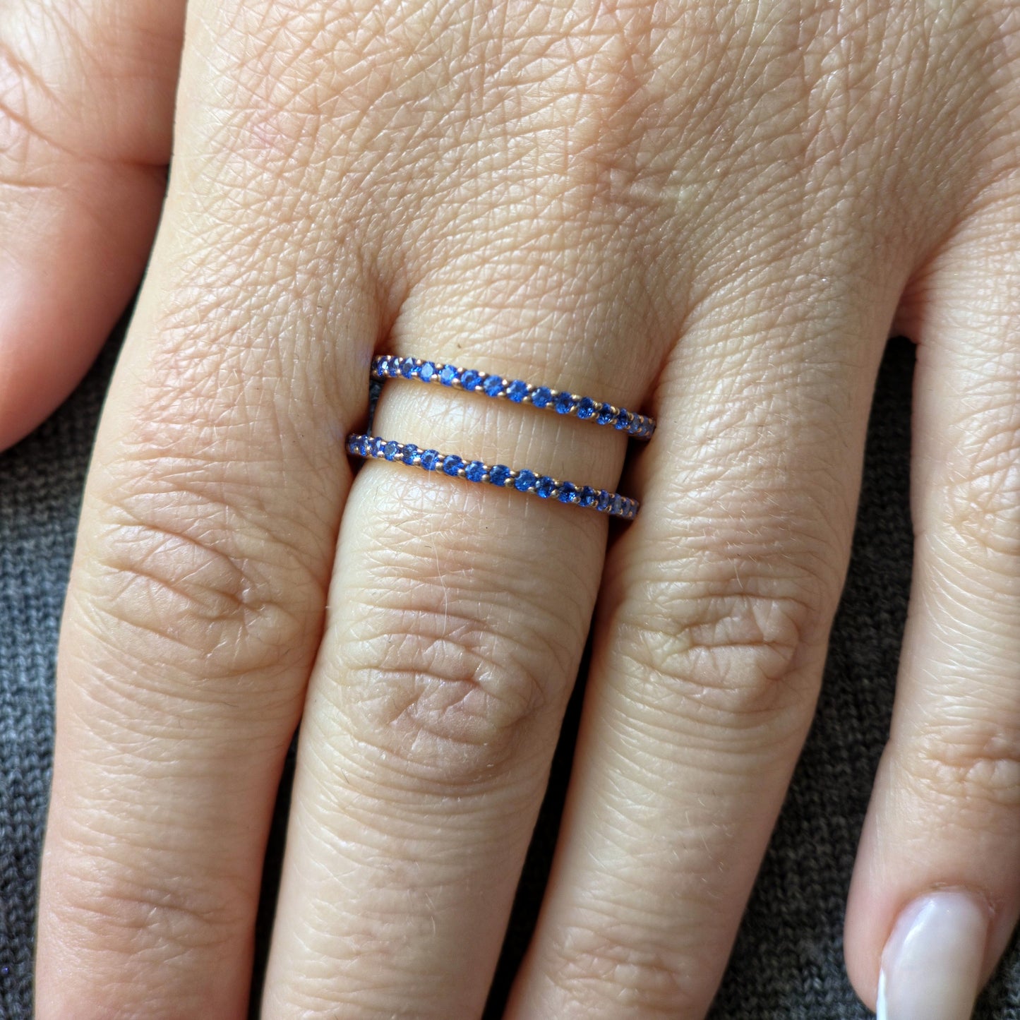 Linea Double Ring – Blue Sapphire