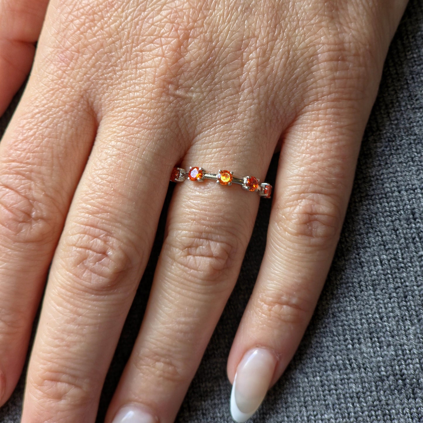 Linea Cinco Ring – Orange Padparadscha Sapphire