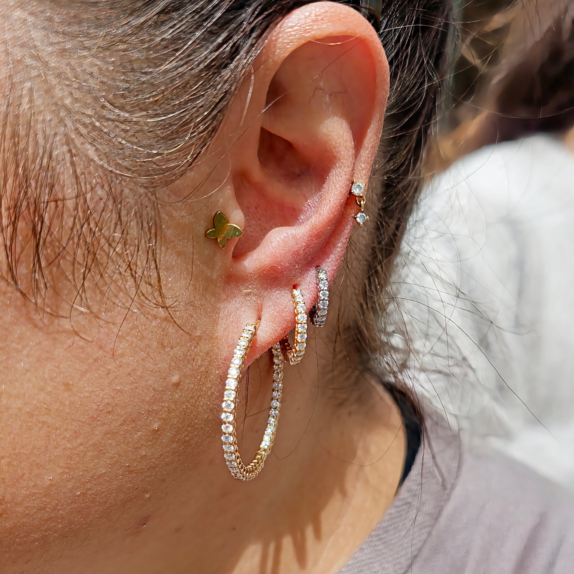 Linea Mini Hoop Earrings – Teal Blue Spinel