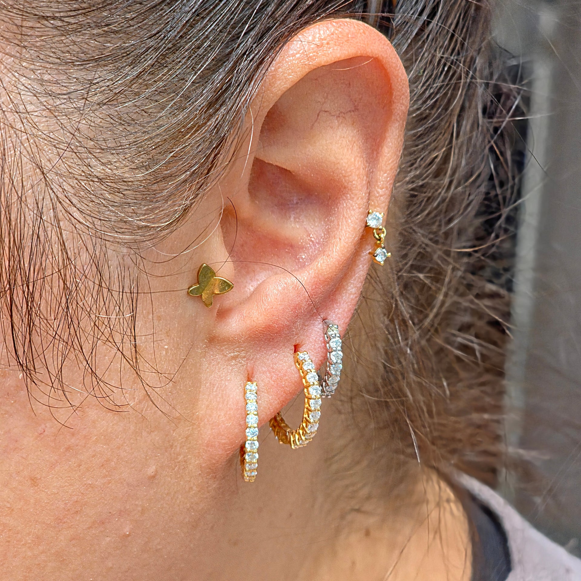 Linea Mini Hoop Earrings – Teal Blue Spinel