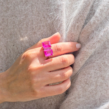 Nexus Twin Ring – Teal Blue Spinel