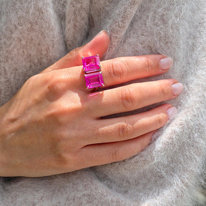 Nexus Twin Ring – Teal Blue Spinel