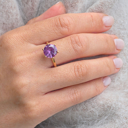 Juno Bold Solitaire Ring – Purple Amethyst