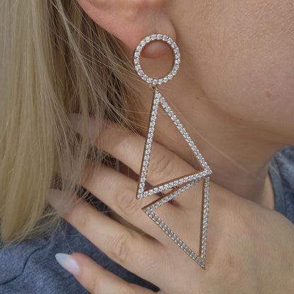 Linea Vector Statement Earrings – White Diamond