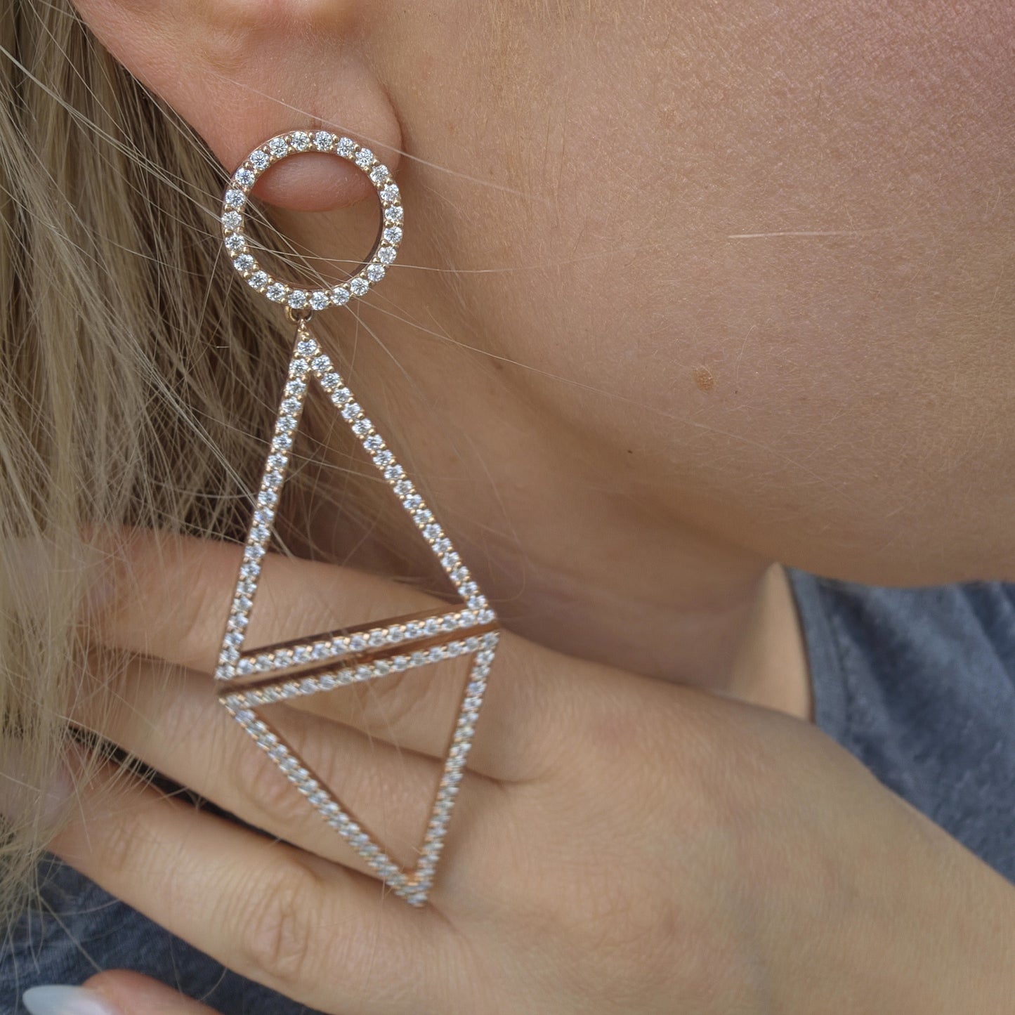 Linea Vector Statement Earrings – White Diamond