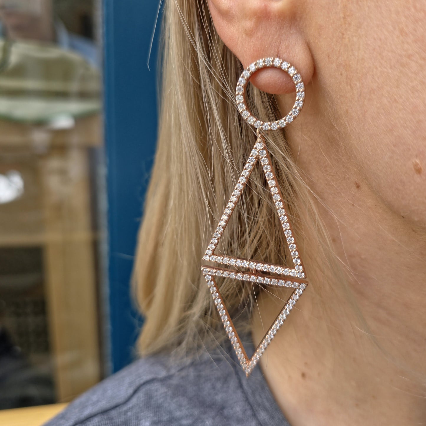 Linea Vector Statement Earrings – White Diamond