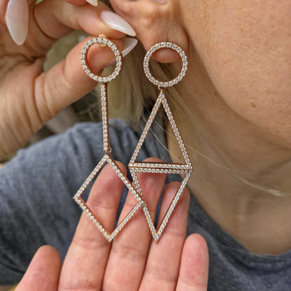 Linea Vector Statement Earrings – White Diamond