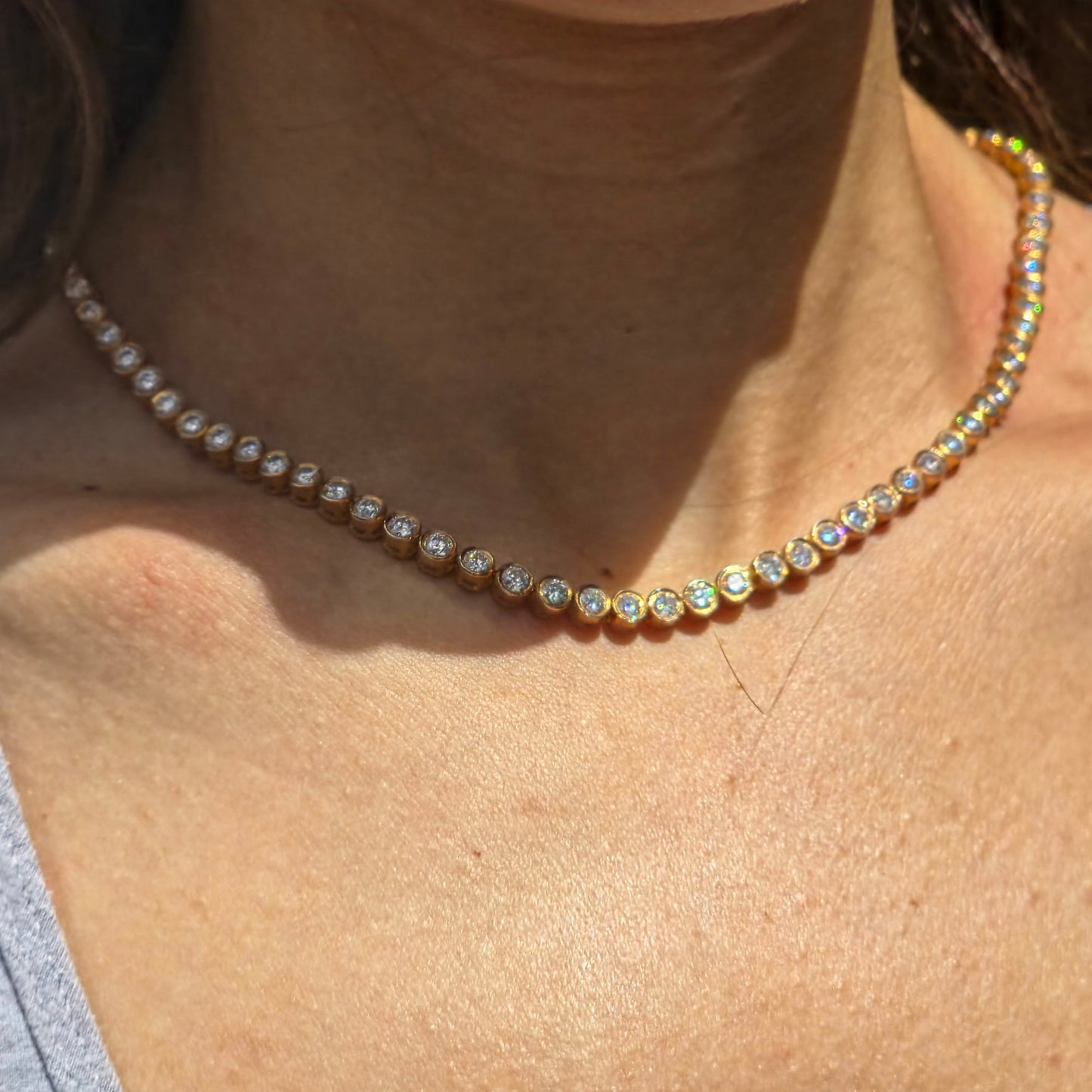 Forma Tennis Necklace – Deep Red Garnet