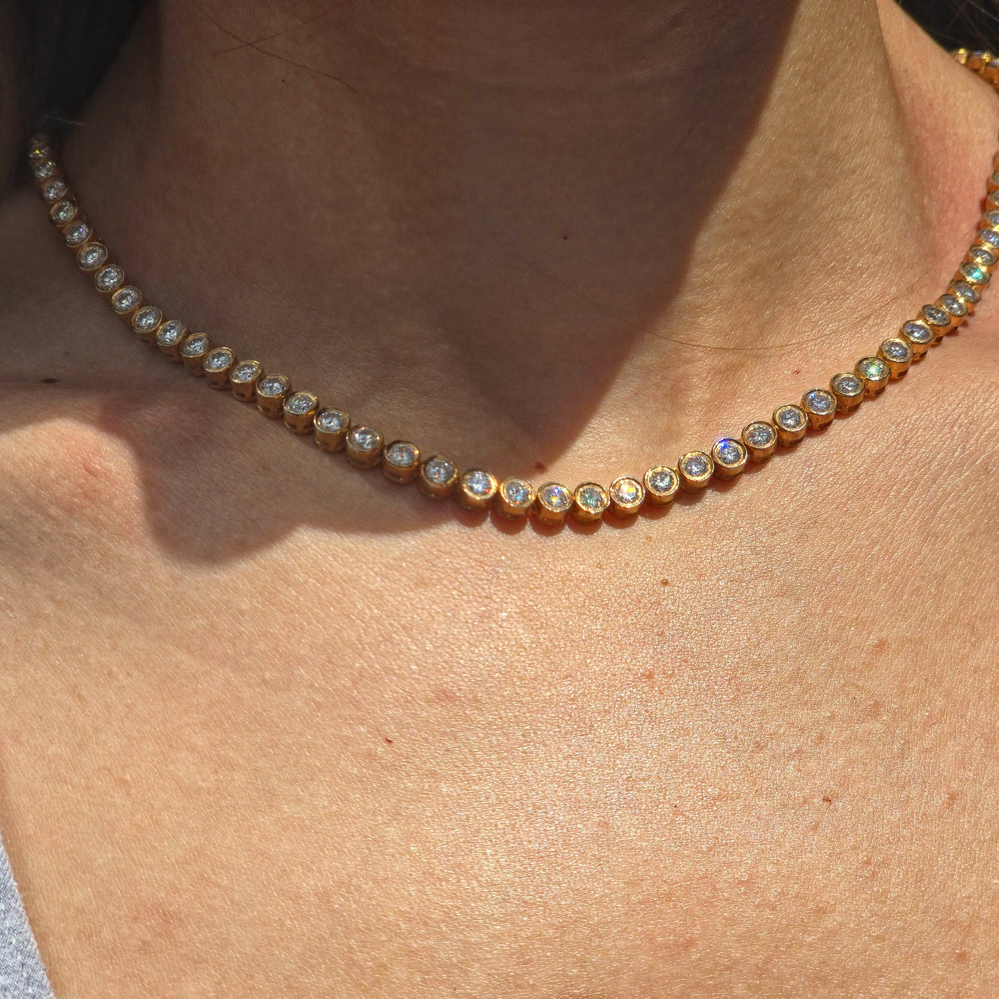 Forma Tennis Necklace – Deep Red Garnet