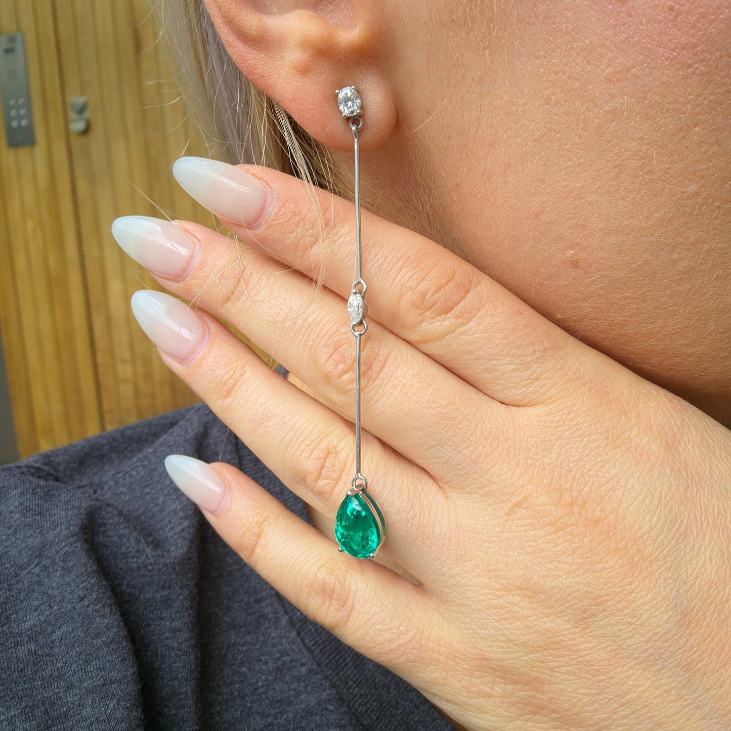 Nova Long Drop Earrings – Red Ruby