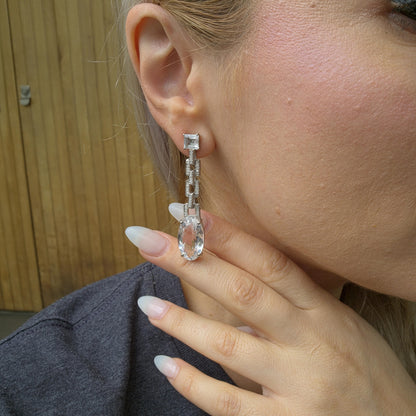 Velara Drop-Link Earrings – Rock Crystal