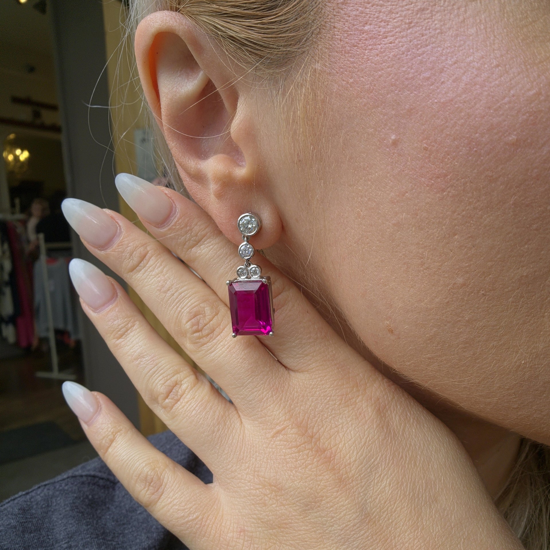 Nexus Drop Earrings – Deep Red Garnet