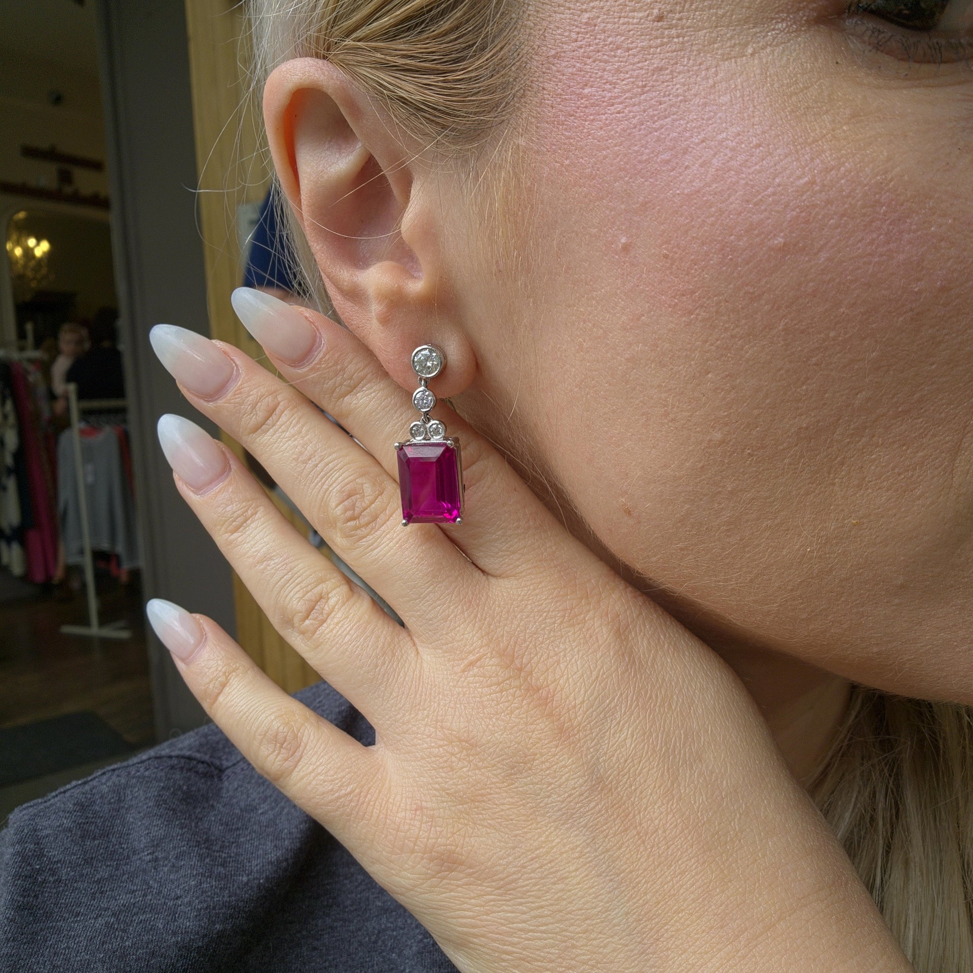 Nexus Drop Earrings – Deep Red Garnet