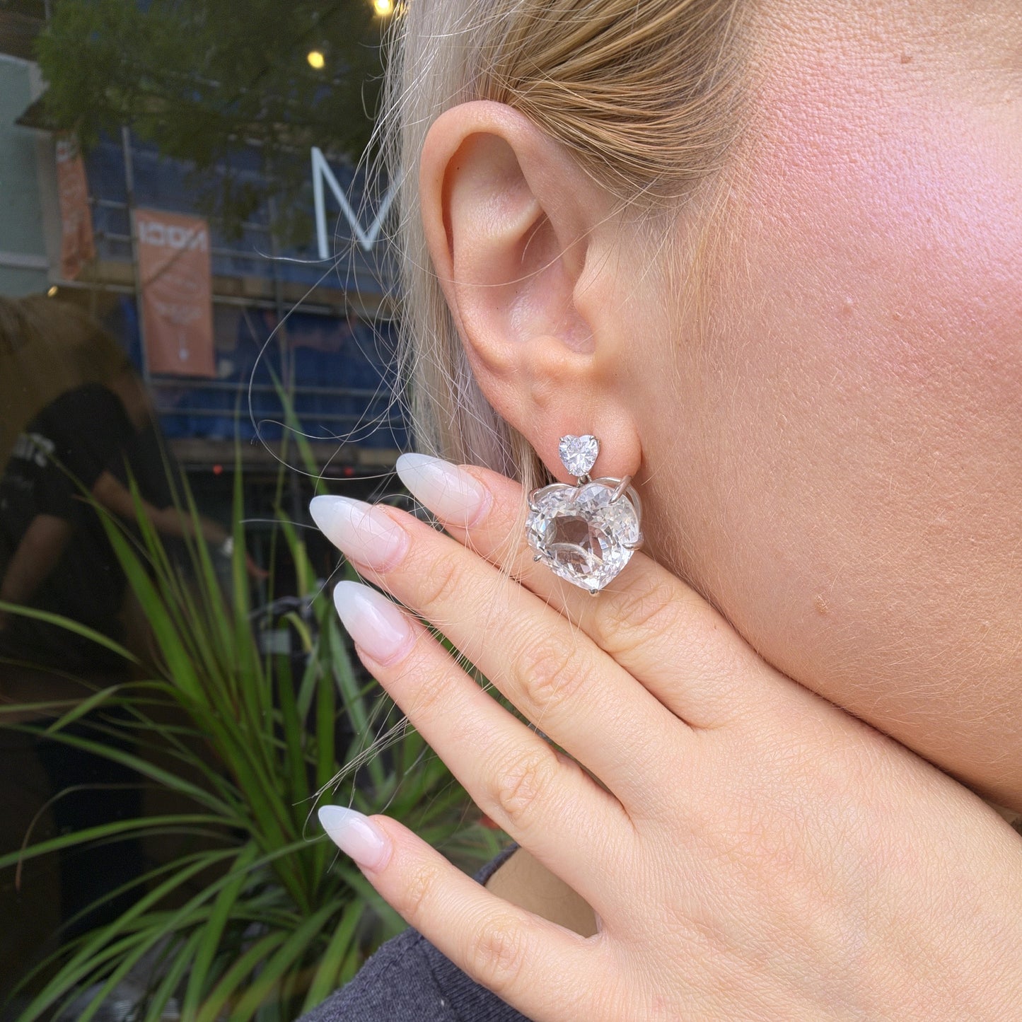 Amore Double Heart Earrings – Rock Crystal