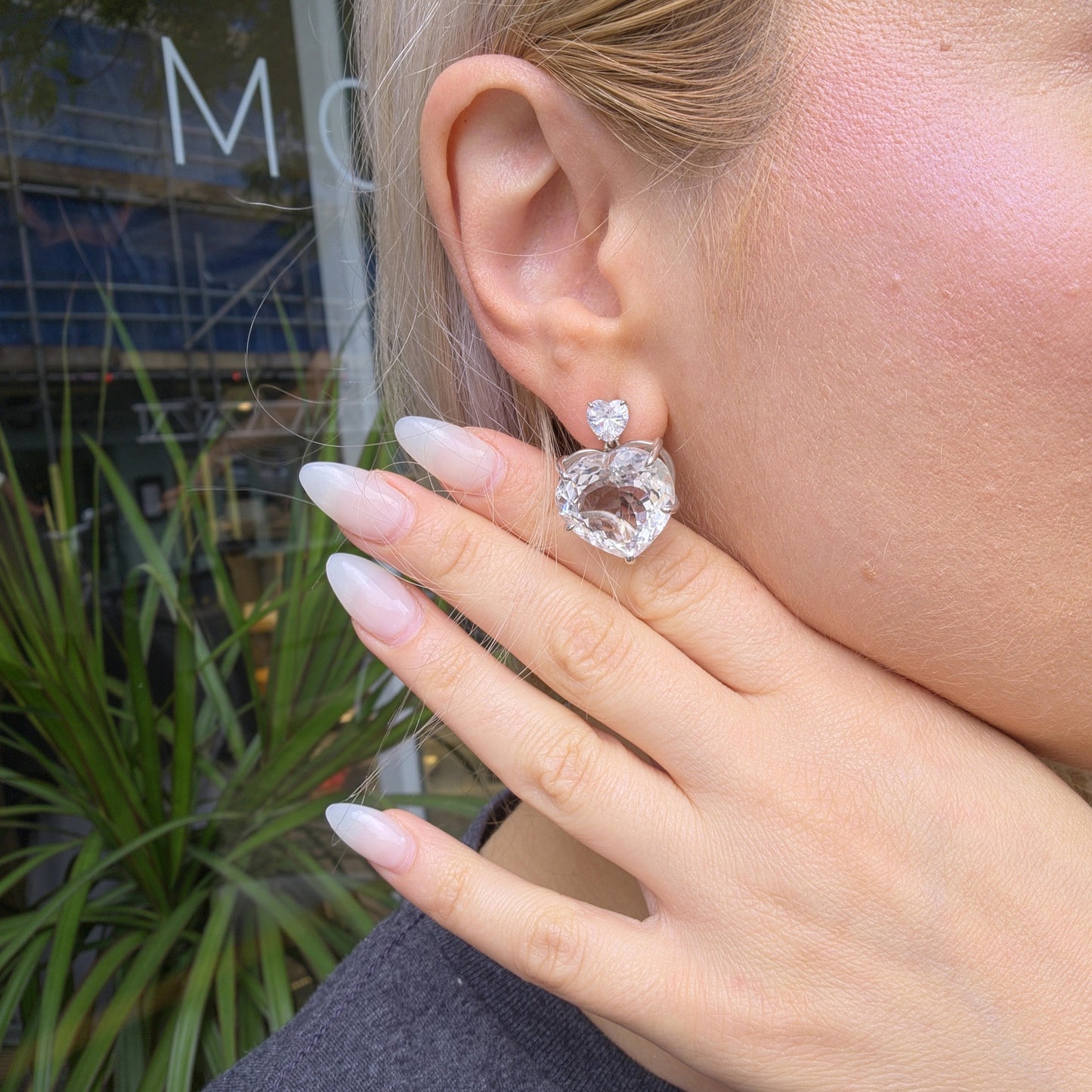Amore Double Heart Earrings – Rock Crystal