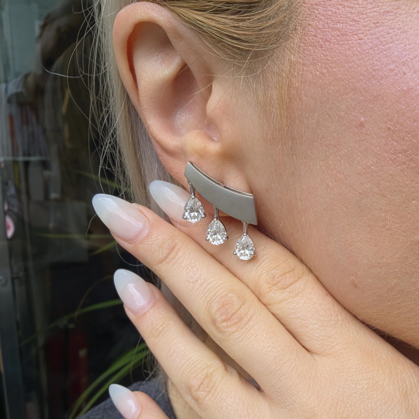 Nova Wing Drop Earrings – Light Blue Aquamarine