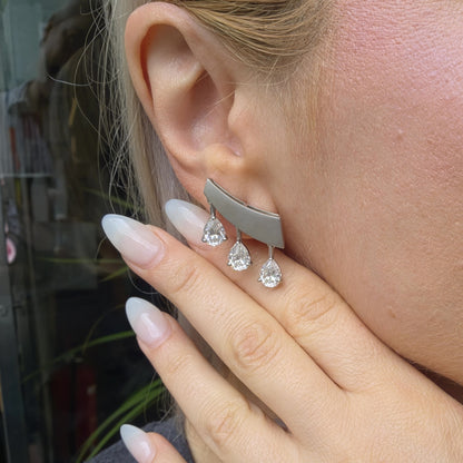 Nova Wing Drop Earrings – White Diamond