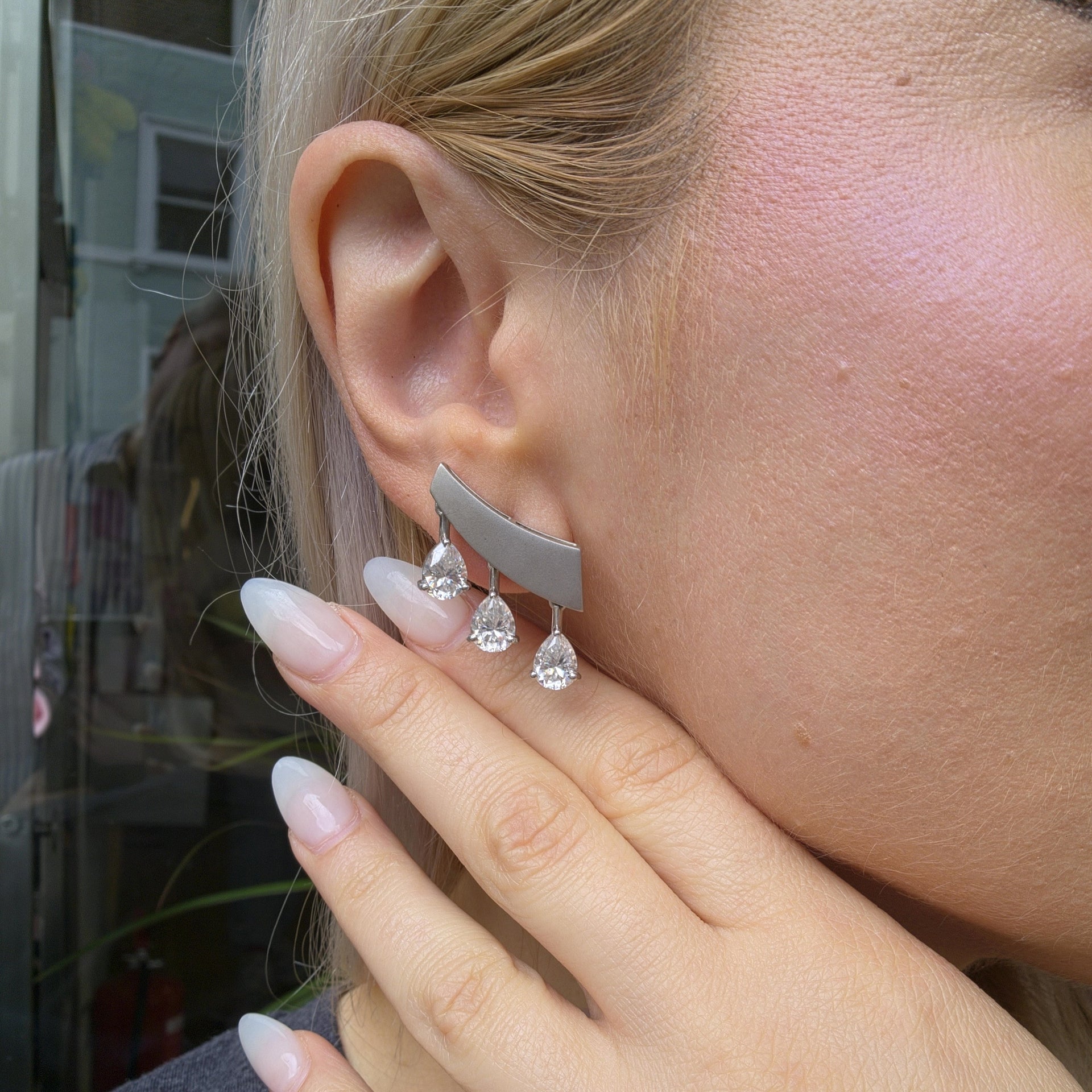 Nova Wing Drop Earrings – Light Blue Aquamarine