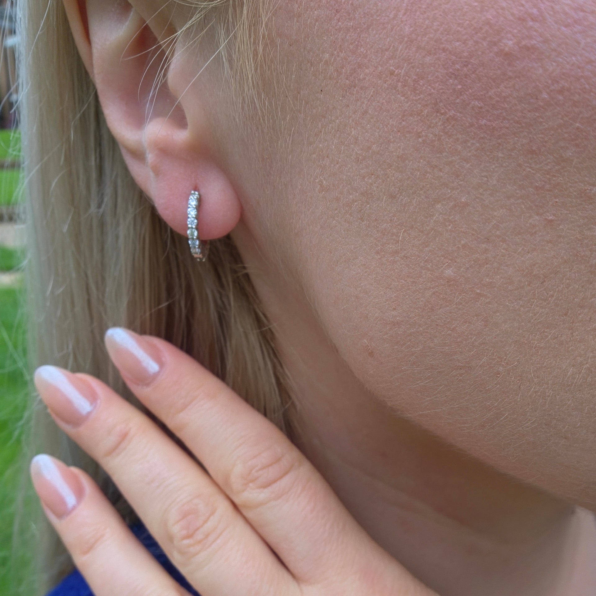 Linea Mini Hoop Earrings – Teal Blue Spinel