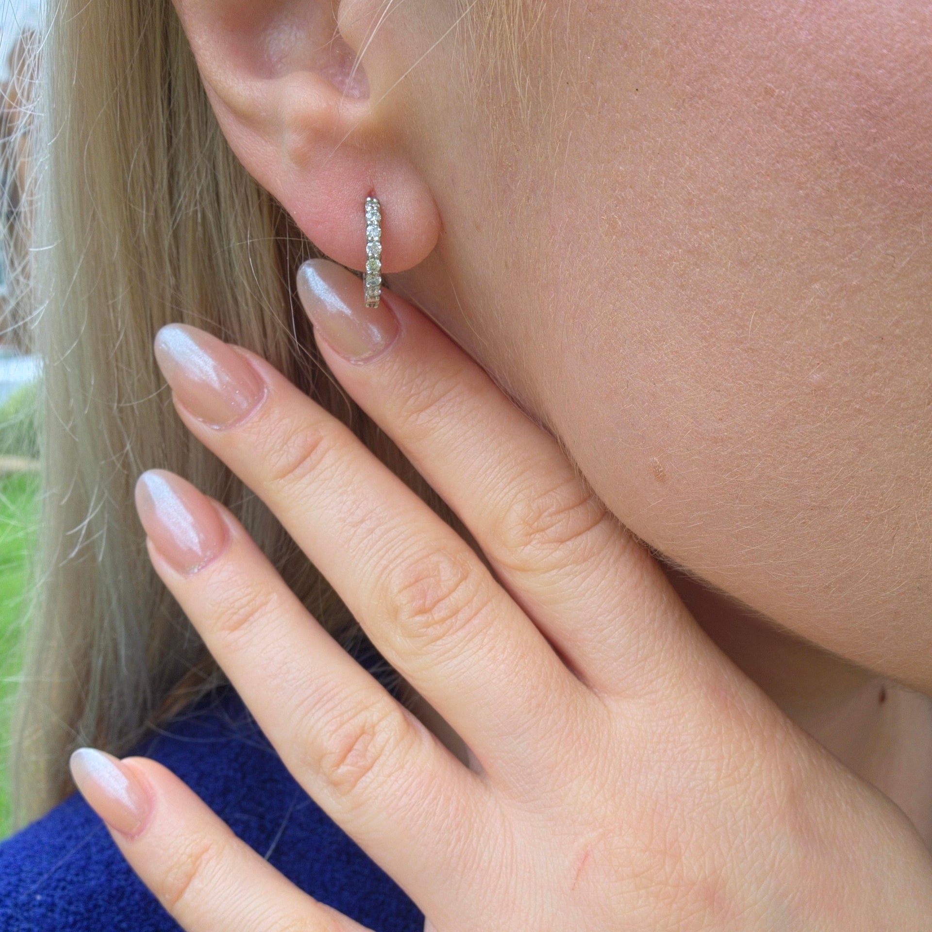 Linea Mini Hoop Earrings – Teal Blue Spinel