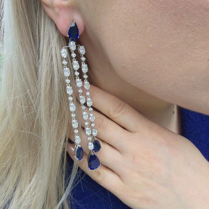Nova Grand Cascade Earrings – Blue Sapphire