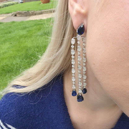 Nova Grand Cascade Earrings – Blue Sapphire