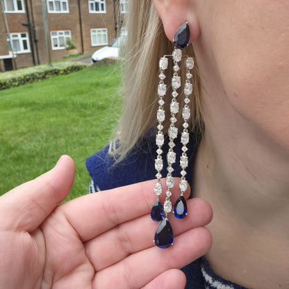 Nova Grand Cascade Earrings – Blue Sapphire