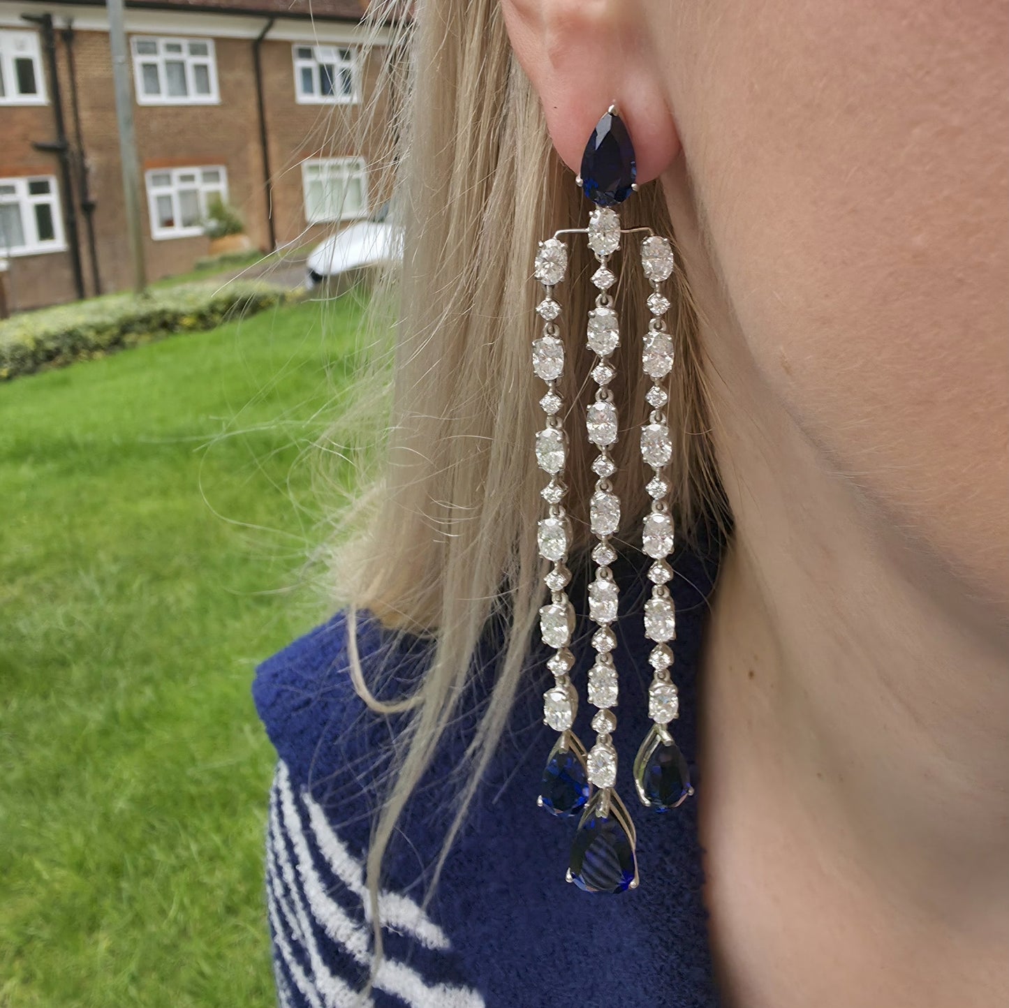 Nova Grand Cascade Earrings – Blue Sapphire