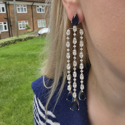 Nova Grand Cascade Earrings – Blue Sapphire