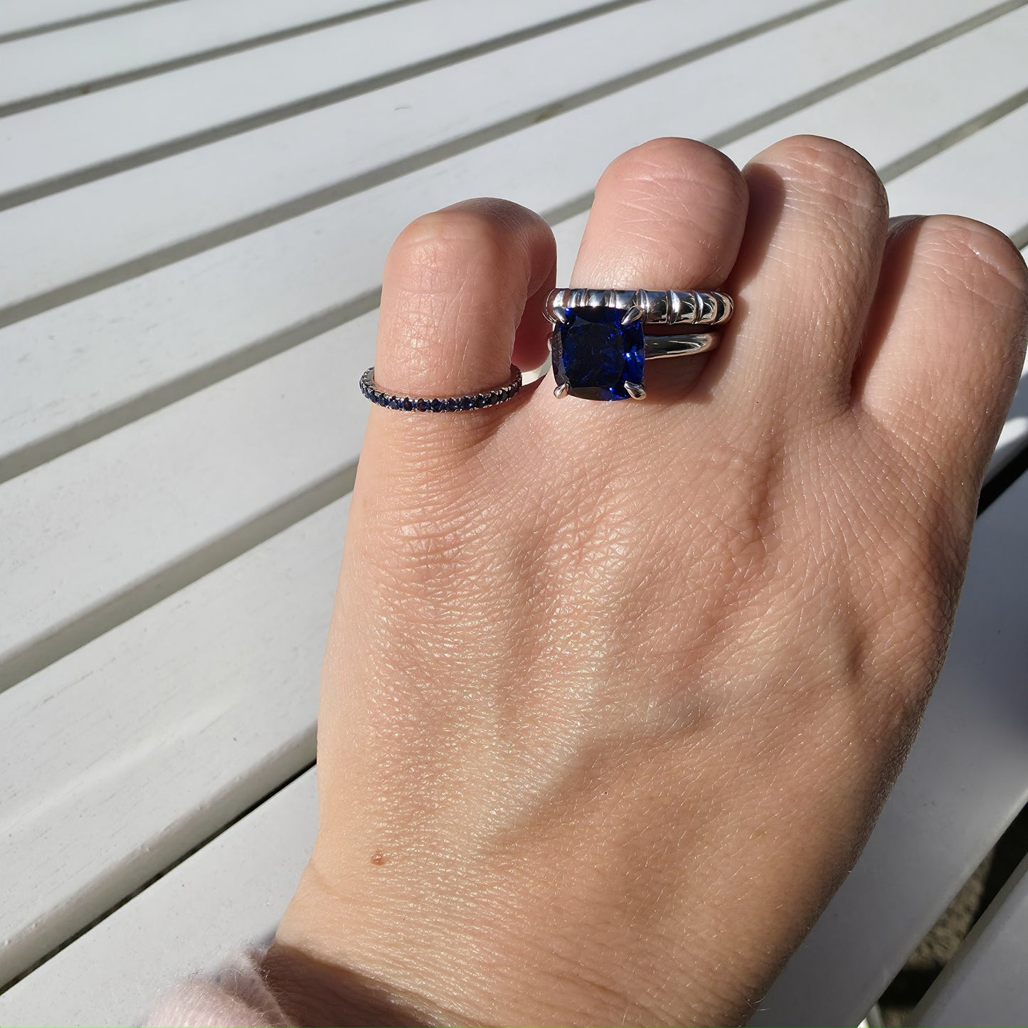 Aria Cushion Solitaire Ring – Blue Sapphire