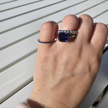 Aria Cushion Solitaire Ring – Blue Sapphire