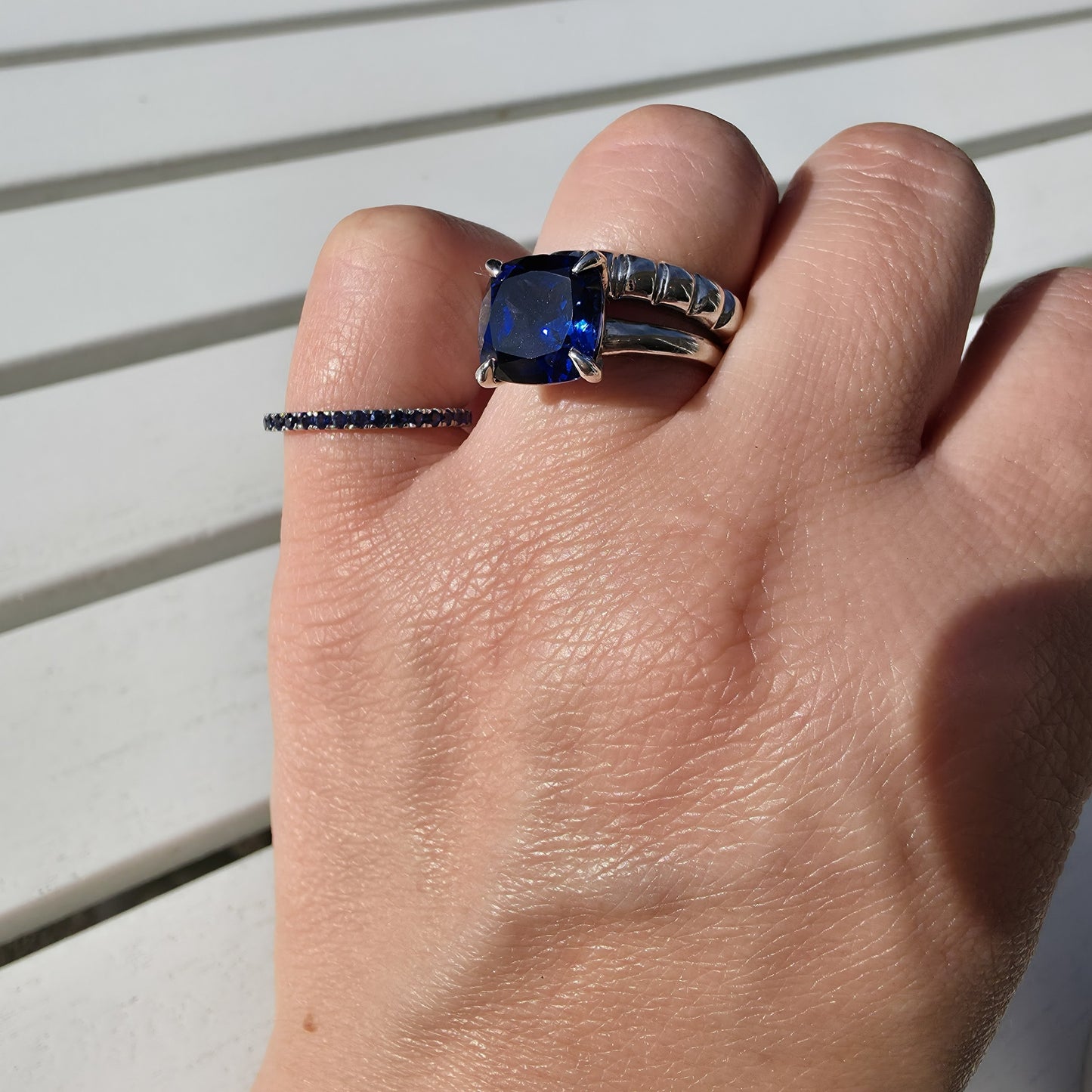 Aria Cushion Solitaire Ring – Blue Sapphire
